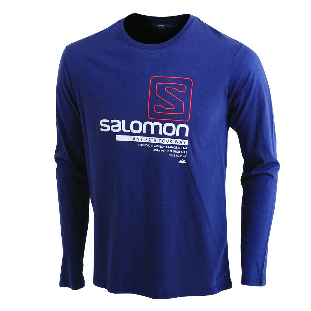 Salomon Singapore Mens Tops - TRAIL LS M Navy | 69147-VWYQ